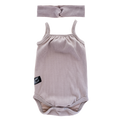 Ballet Romper & Twist Headband Set: Beige Rib