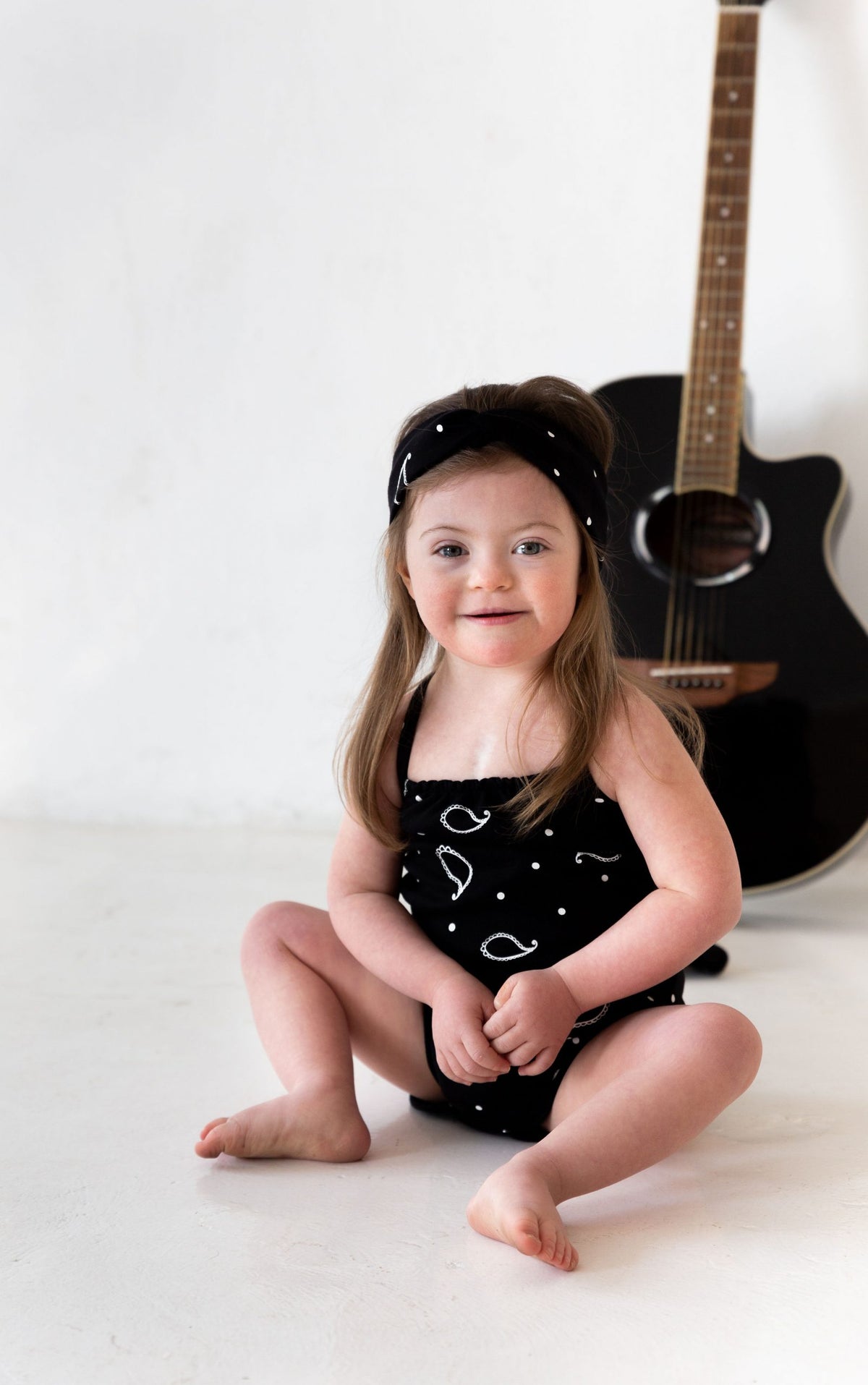 Ballet Romper & Twist Headband Set  Paisley Polka Dot
