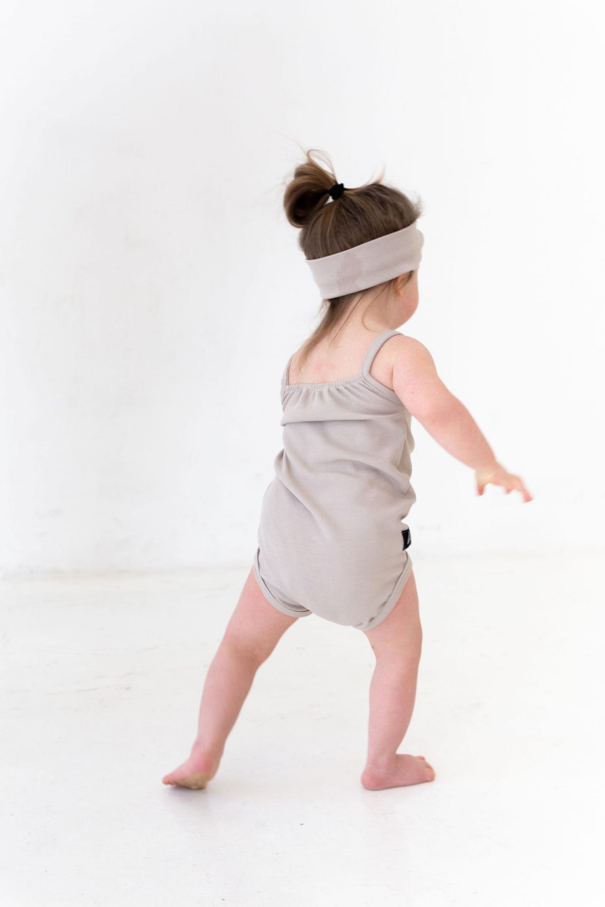 Ballet Romper & Twist Headband Set: Beige Rib