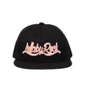 LR Logo Flat Peak Cap – Blush Embroidery On Black Cap