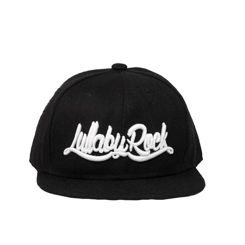 LR Logo Flat Peak Cap – White Embroidery on Black Cap