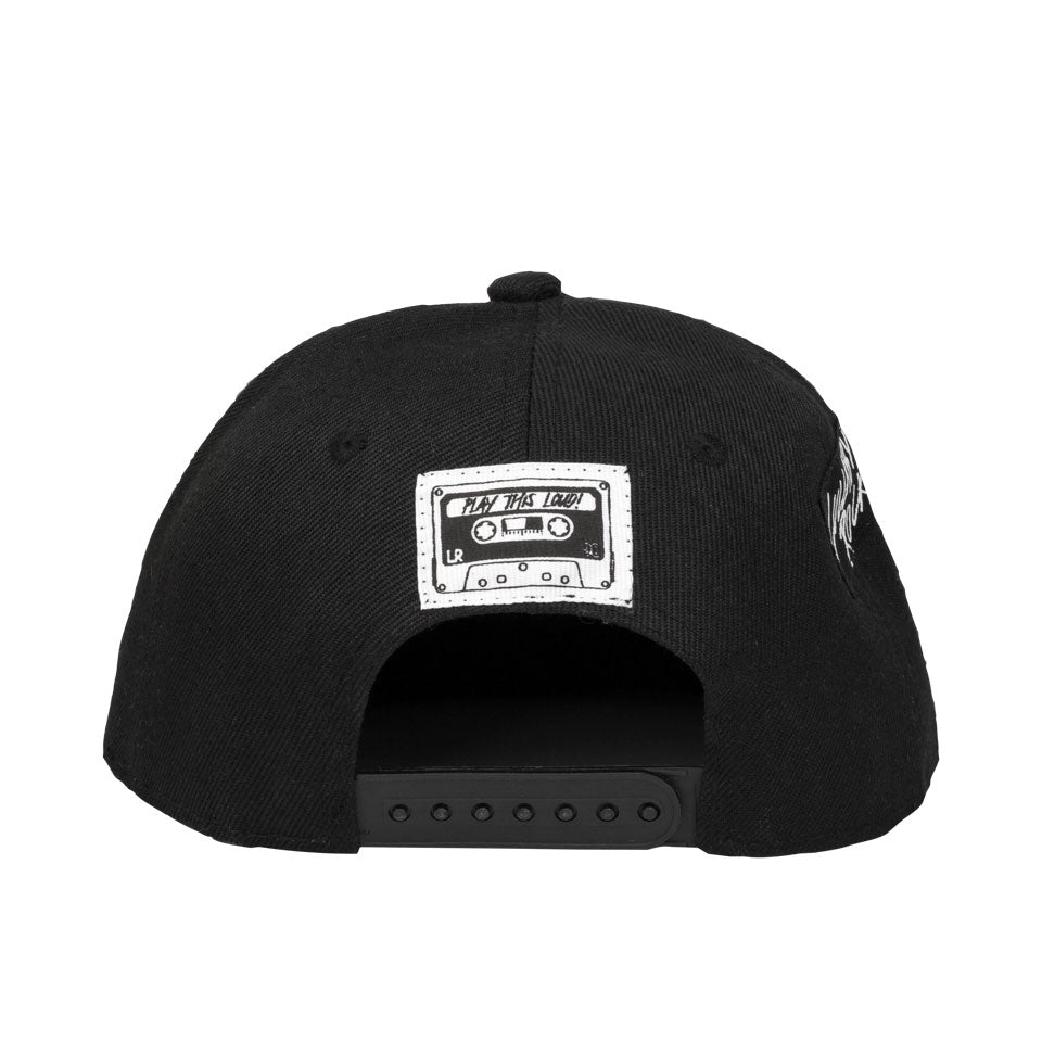 LR Logo Flat Peak Cap – White Embroidery on Black Cap