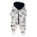 Zip-up Onesie with Hood – Cassette Print